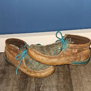 Twisted X Brown and Teal Moccasins